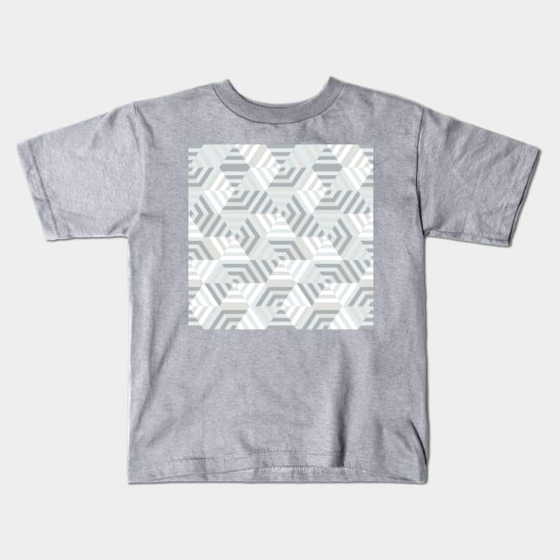 Retro Gray Hexagons Kids T-Shirt by Carolina Díaz